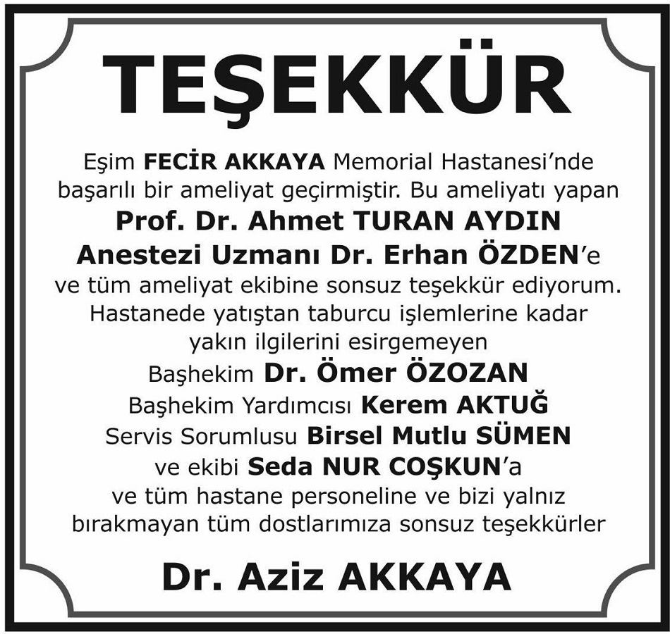 Teşekkür