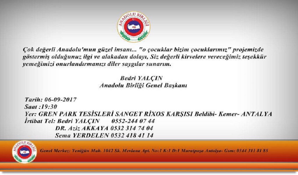 yemeğimize davetlisiniz